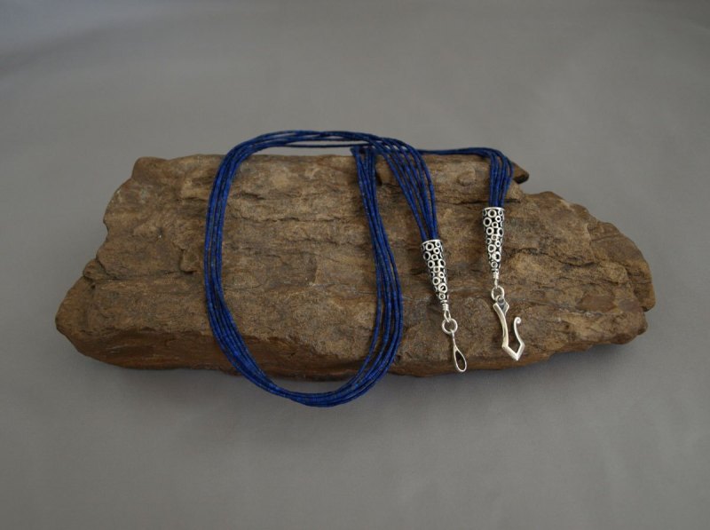 6 Strand Matted Lapis Necklace 23 in.