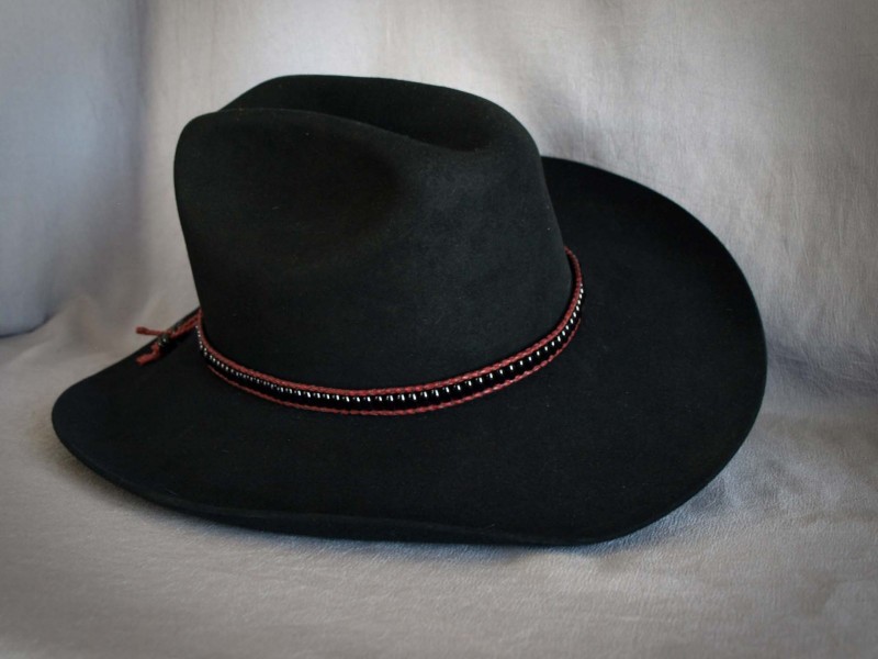 Onyx small Rice, Dark Red cotton bolo cord, Black glass Rondell - adjustable 24 in to 26 in$90.00