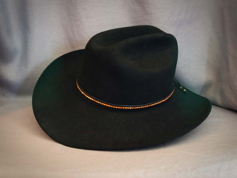 Onyx, Orange Sponge Coral, Black leather, Pewter discs - adjustable 23 in - 27 in$125.00