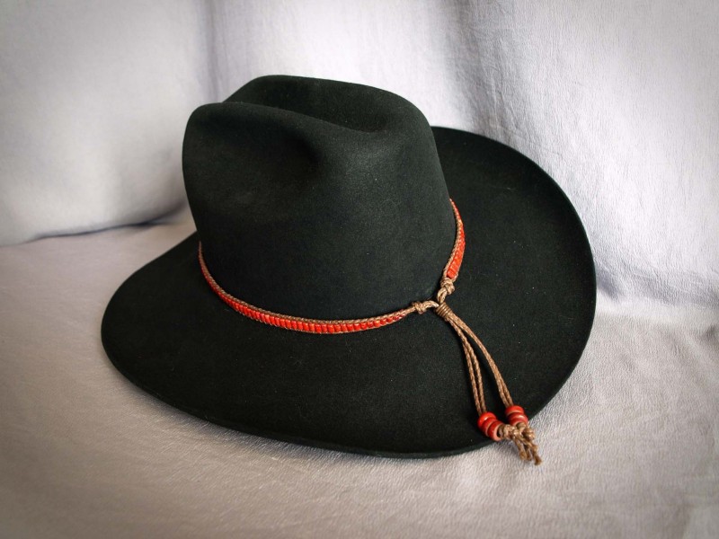 Apple Coral Small Barrel,  Brown cotton bolo cord, Red pottery Rondell - adjustable 24 in to 27 in$130.00