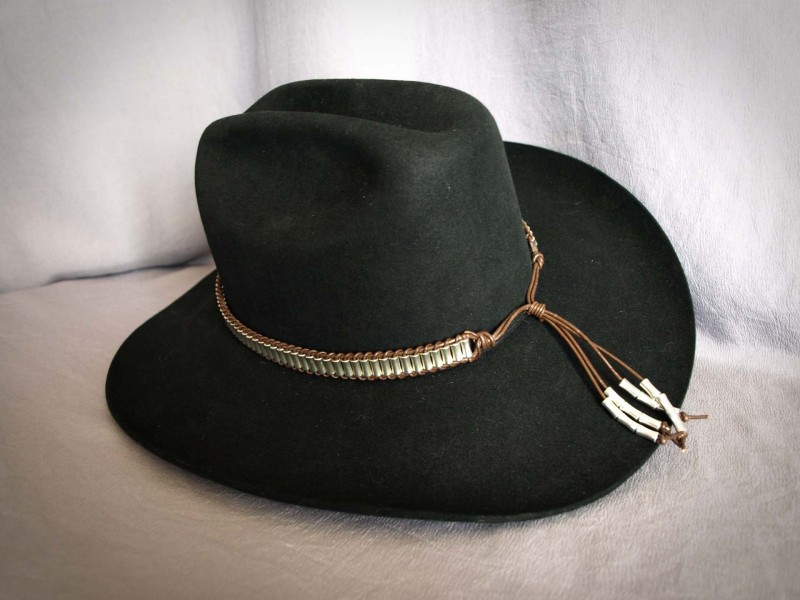 Small Pewter Tubes, Brown leather - Adjustable  22 in to 26 in$75.00