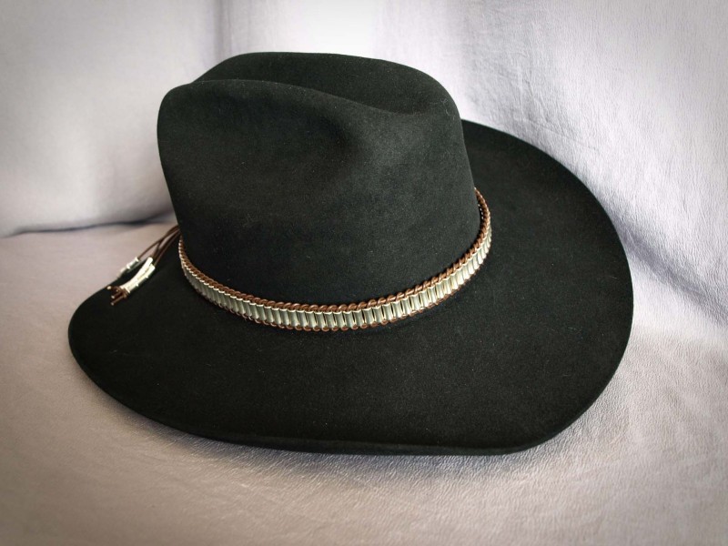Small Pewter Tubes, Brown leather - Adjustable  22 in to 26 in$75.00