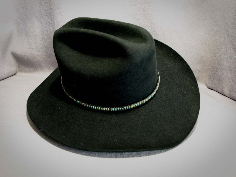 Turquoise extra small Rice, Black leather, Olive glass Rondell - adjustable 23 in to 25 in$160.00