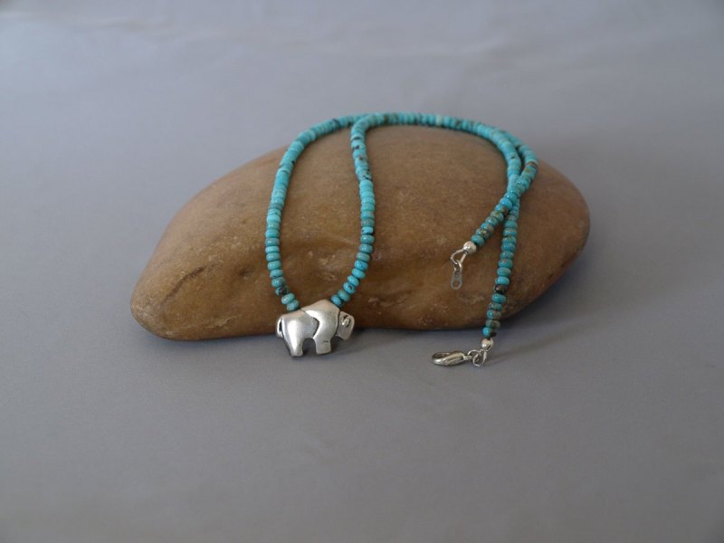US Turquoise with Sterling silver Buffalo 21 in.