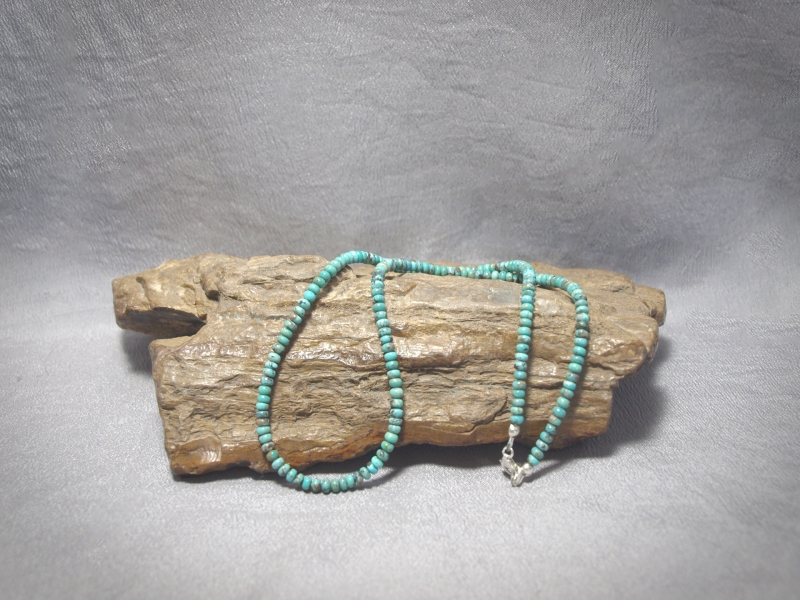 NC1113 - Single strand Necklace - 4mm Blue Turquoise rondel and lobster claw - 20 in - $125.00