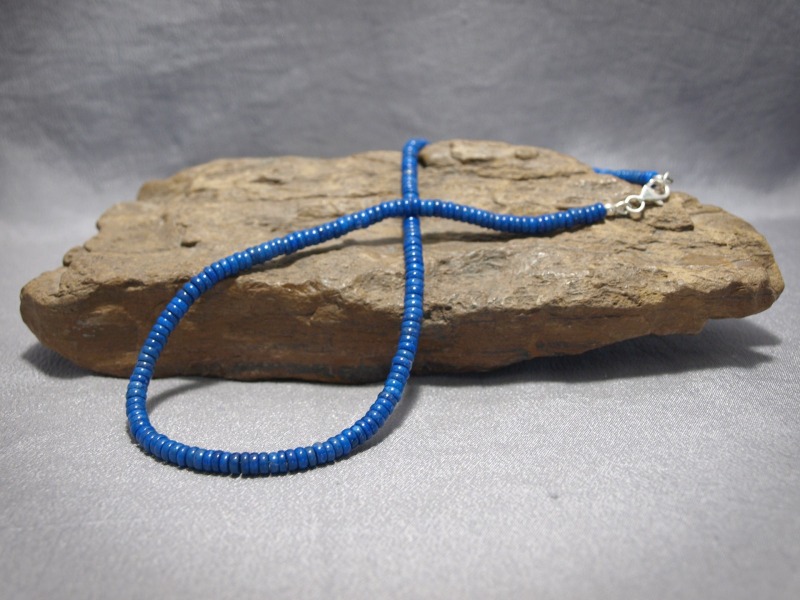 Single strand Small Rondel Lapis necklace with Sterling silver lobster claw - 19 in
