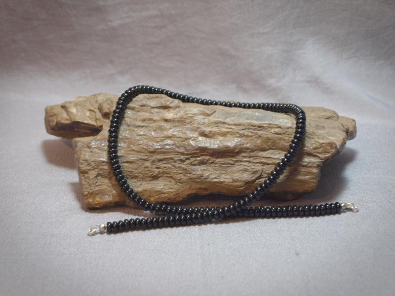 Single strand necklace Black Onyx Rondell with sterling silver lobster claw - 20 in Necklace is $75.00