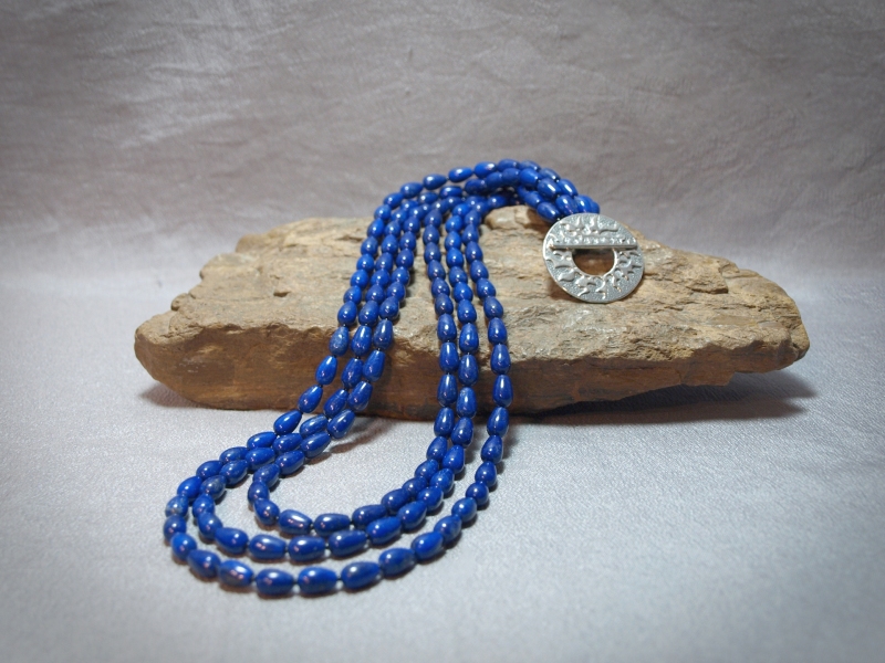 3 Strand necklace Lapis Tear drops, Sterling silver clasp - 23 in Necklace is $285.00